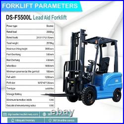 2.5Ton Electric Forklift Rated With60V 70Ah Charger Side Shift Load Lifter New