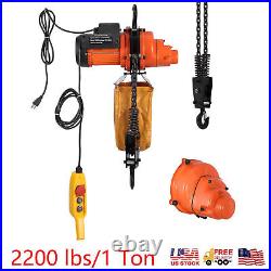 2200 LBS/1 Ton Electric Chain Hoist With 10 FT Double Chain Lifting 110V G80 US