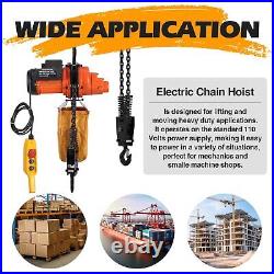 2200 LBS/1 Ton Electric Chain Hoist With 10 FT Double Chain Lifting 110V G80 US