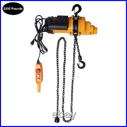 2200LBS/ 1 Ton Electric Chain Hoist Single Phase Hoist Crane 10 FT Chain 110V US
