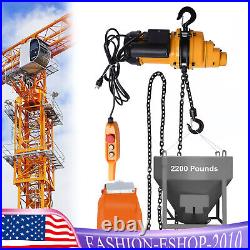 2200LBS/ 1 Ton Electric Chain Hoist Single Phase Hoist Crane 10 FT Chain 110V US