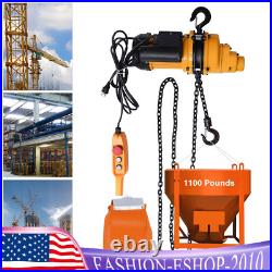 2200LBS/ 1 Ton Electric Chain Hoist Single Phase Hoist Crane 10 FT Chain 110V US