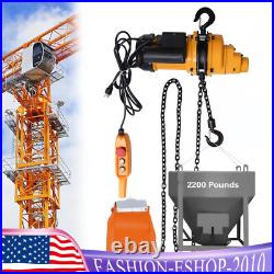 2200LBS/ 1 Ton Electric Chain Hoist Single Phase Hoist Crane 10 FT Chain 110V US