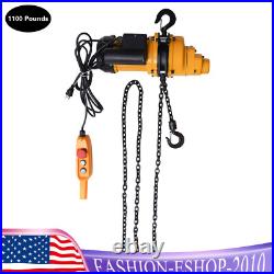 2200LBS/ 1 Ton Electric Chain Hoist Single Phase Hoist Crane 10 FT Chain 110V US