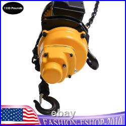 2200LBS/ 1 Ton Electric Chain Hoist Single Phase Hoist Crane 10 FT Chain 110V US
