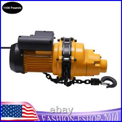 2200LBS/ 1 Ton Electric Chain Hoist Single Phase Hoist Crane 10 FT Chain 110V US