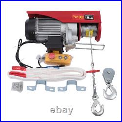 2200lb 1 Ton Electric Hoist Lift Overhead Winch with Remote Control Two Hooks