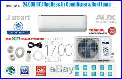 24000 BTU Ductless Air Conditioner, Heat Pump Mini Split 230V 2 Ton with25 ft Kit
