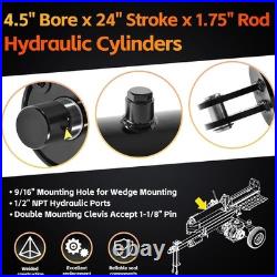 26-27 Ton Log Splitter Hydraulic Cylinder, 4.5 Bore x 24 Stroke, 3500-PSI