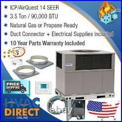3.5 Ton 14 SEER 90K BTU AirQuest-Heil by Carrier Gas Package Unit Install Kit