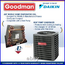 3.5 Ton 14 SEER Goodman Mobile AC Home Heat Pump + Coil System, Full Install Kit