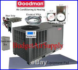 3.5 Ton 14 seer Goodman HEAT PUMP Package Unit GPH1442H41+tstat+ INSTALL KIT