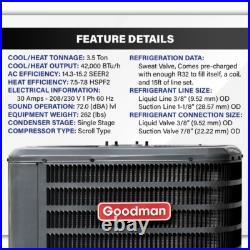 3.5 Ton Goodman Heat Pump Split System R32 Central Air Conditioner 15.2 SEER2 3.5 Ton Goodman Heat Pump Split System R32 Central Air Conditioner 15.2 SEER2