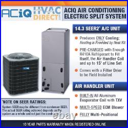 3 Ton 14.3 SEER2 Central Air Conditioner Split AC System, 10kW Aux Electric Heat