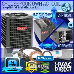 3 Ton 14 SEER Goodman Air Conditioner GSX140361 + Build Your Own Coil Kit AC