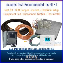 3 Ton 14 SEER Goodman Heat Pump System Complete Install Kit, Free Accessories