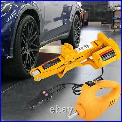 3 Ton Automotive Electric Scissor Car Jack Lift 12V DC Wrench with 1/2 Impact