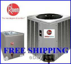 3 Ton R-410A 14SEER Rheem Select A/C Condensing Unit & Evaporator Coil