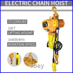 3phase 220V Chain Hoist 2200 lb. Electric Crane Hoist HD Super 1 Ton 10ft Lift