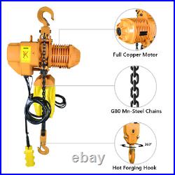 3phase 220V Chain Hoist 2200 lb. Electric Crane Hoist HD Super 1 Ton 10ft Lift