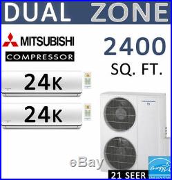 4 TON DUCTLESS Mini Split 48,000 BTU Dual Zone Energy Star AC- Heat Pump 21 SEER
