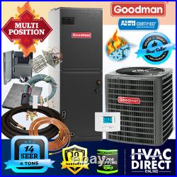 4 Ton 14 SEER Goodman Heat Pump System Complete Install Kit/Free Accessories