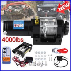 4000LBS 2 Ton 12V Electric Winch Towing Truck Trailer Synthetic Rope Black