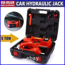 5 Ton 12V Electric Hydraulic Car Jack with Impact Wrench Kit and LED Flashlight