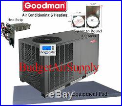 5 Ton 14 seer Goodman HEAT PUMP Package Unit GPH1460H41+Pad+Adapters+Heat+tstat+