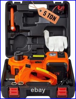 5-Ton Electric Hydraulic Car Jack Kit with Impact Wrench & Tire Inflator Combo