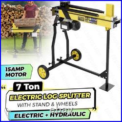 7 Ton Electric Log Splitter Portable Hydraulic Firewood Splitting with Stand USA