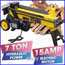 7 Ton Electric Log Splitter with 15Amp Motor for Home Heating&Outdoor Use Yellow
