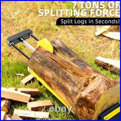 7 Ton Electric Log Splitter with 15Amp Motor for Home Heating&Outdoor Use Yellow