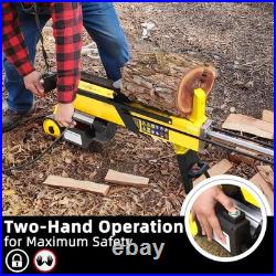 7 Ton Electric Log Splitter with 15Amp Motor for Home Heating&Outdoor Use Yellow
