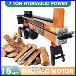 7-Ton Electric Log Splitter with Detachable Cross Blade Cutting Head 15Amp Motor