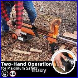 7-Ton Electric Log Splitter with Detachable Cross Blade Cutting Head 15Amp Motor