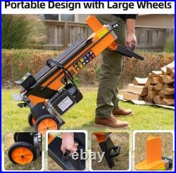 7-Ton Electric Log Splitter with Detachable Cross Blade Cutting Head 15Amp Motor