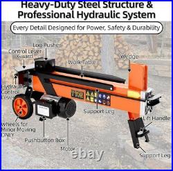 7-Ton Electric Log Splitter with Detachable Cross Blade Cutting Head 15Amp Motor