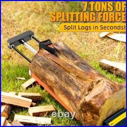 7-Ton Electric Log Splitter with Detachable Cross Blade Cutting Head for Garage