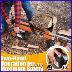 7-Ton Electric Log Splitter with Detachable Cross Blade Cutting Head for Garage