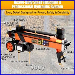 7-Ton Electric Log Splitter with Detachable Cross Blade Cutting Head for Garage