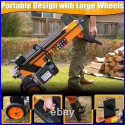 7-Ton Electric Log Splitter with Detachable Cross Blade Cutting Head for Garage