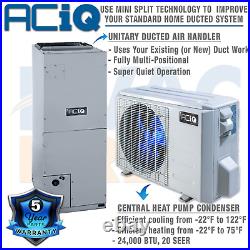 ACiQ 2 Ton Ducted Inverter Heat Pump Split System Central Air Con Kit 20 SEER