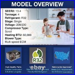 ACiQ 4 Ton 60000 BTU AC Gas Package Unit Central Air Conditioner & Heat System