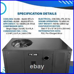 ACiQ 4 Ton 60000 BTU AC Gas Package Unit Central Air Conditioner & Heat System