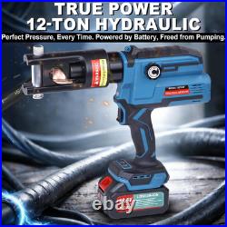 AMZCNC 12-Ton Electric Hydraulic Crimping Tool Battery Powered 6AWG-600MCM Cab