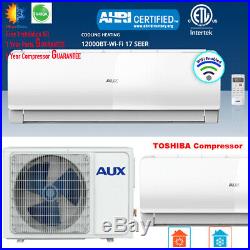 AUX 12000 BTU Mini Split Air Conditioner & Heat Pump, WiFi 1TON 115V 17SEER 25ft