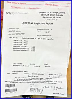 CM Lodestar 1/2 Ton 1000 Lbs Electric Chain Hoist Model F New