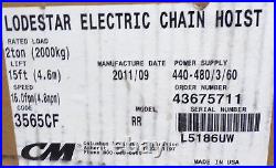 CM Lodestar Electric Chain Hoist Model Rr, 2 Ton, 15ft