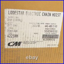 CM Lodestar Model L 1-Ton 2000LBS Electric Chain Hoist 20' Lift 16FPM 480V NEW CM Lodestar Model L 1-Ton 2000LBS Electric Chain Hoist 20' Lift 16FPM 480V NEW